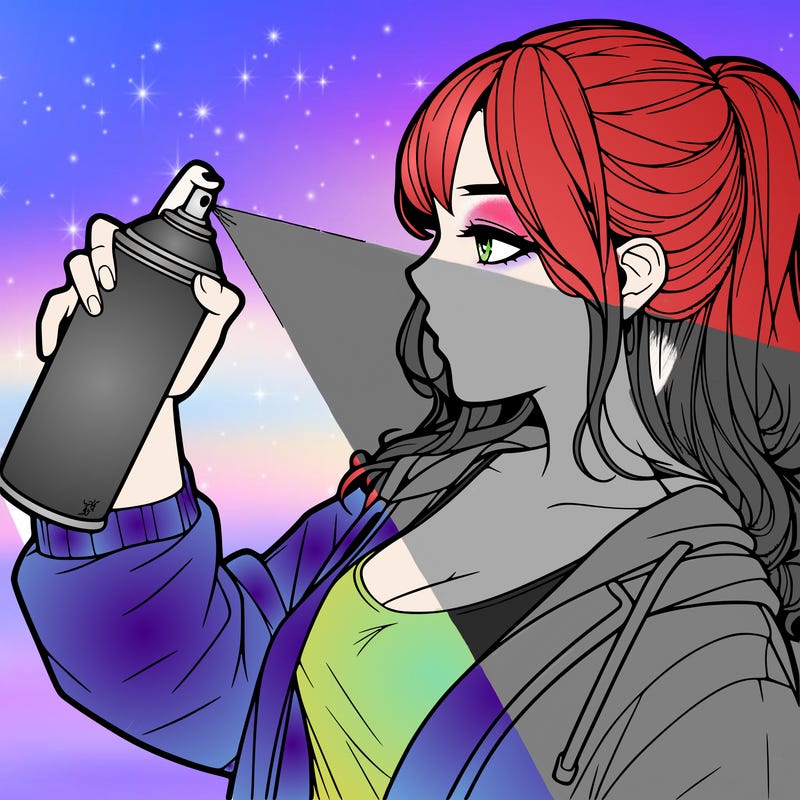 a realistic girl spray, painting