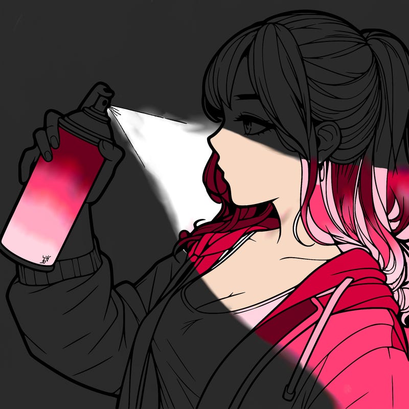 a realistic girl spray, painting