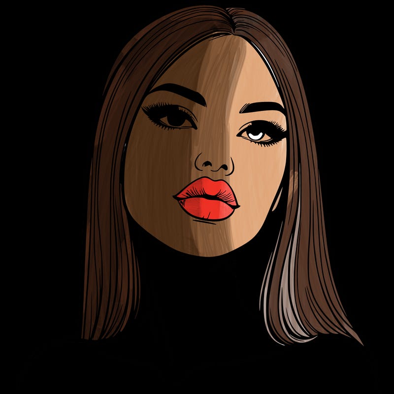 realistic woman with full lips