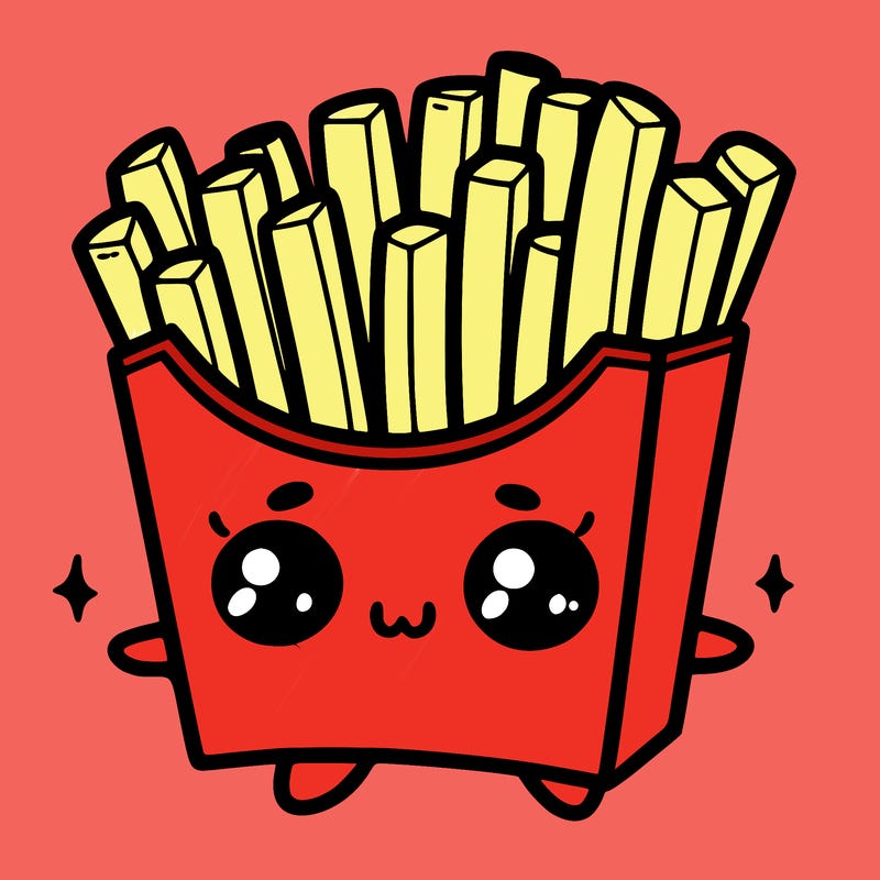 a cute. french fries