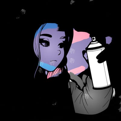a realistic girl, spray painting