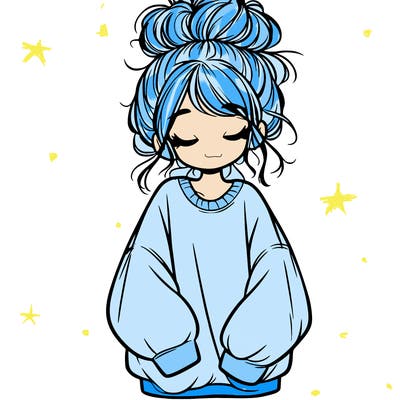 girl with baggy sweatshirt and messy bun