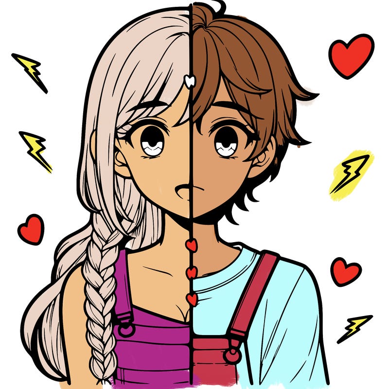 realistic girl boy split