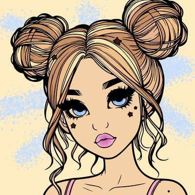 realistic girl with space buns