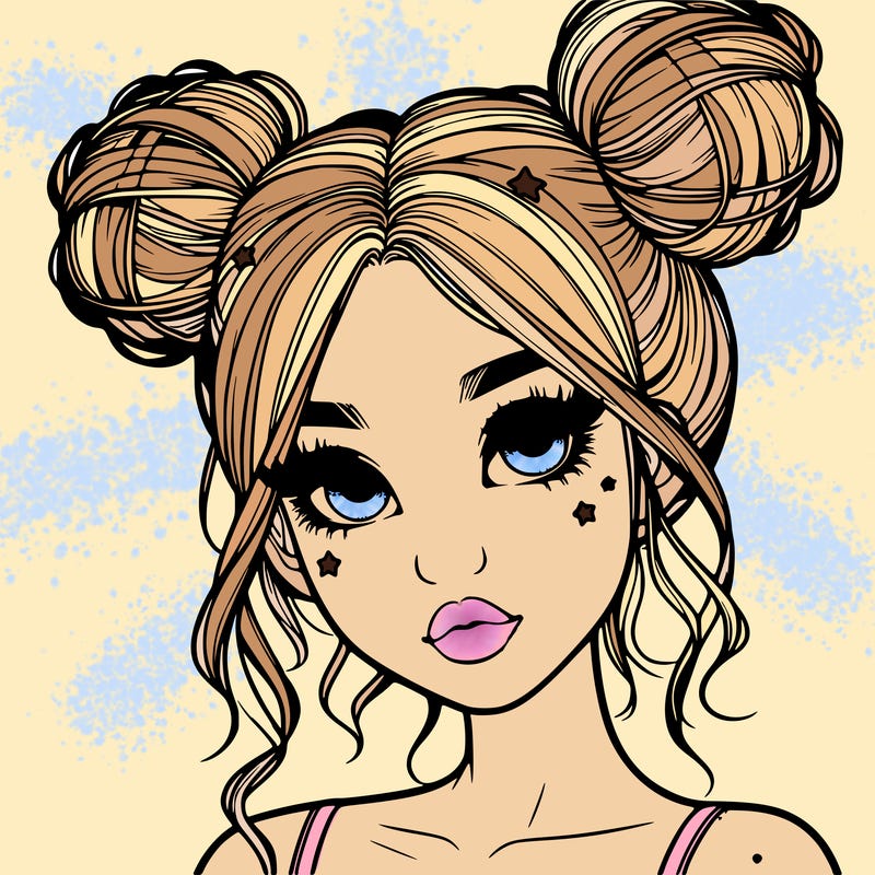 realistic girl with space buns