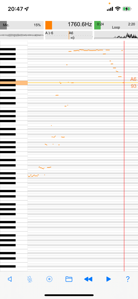 Vocal Analyzer Z - Real-time pitch roll graph and vertical piano keyboard display for vocal analysis