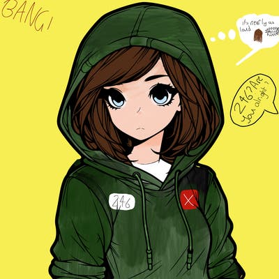 realistic girl with hoodie