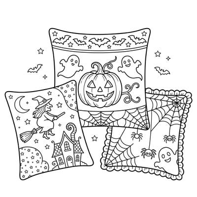 Transform your space with festive charm using our Halloween Pillow Shams coloring page. Discover a delightful array of spooky-cute designs including grinning pumpkins, friendly ghosts, and flying witches, all waiting for your creative touch.