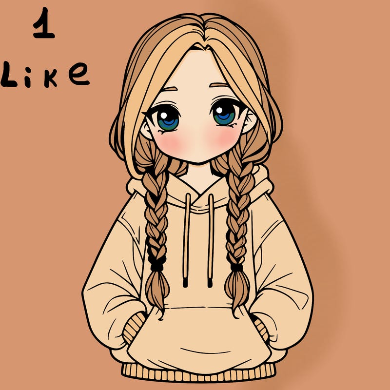 a realistic girl with a oversized hoodie and she has braids