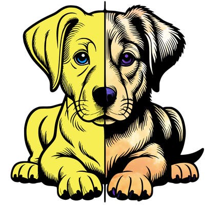 realistic dog split picture