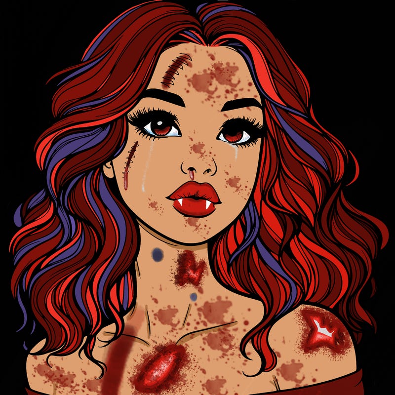 realistic girl with wavy hair and lips