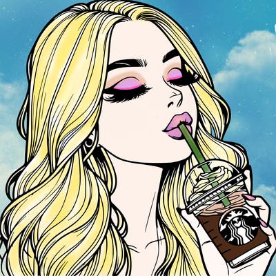 realistic girl drinking starbucks