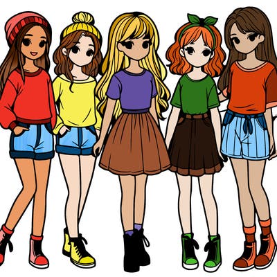 a group of five girls