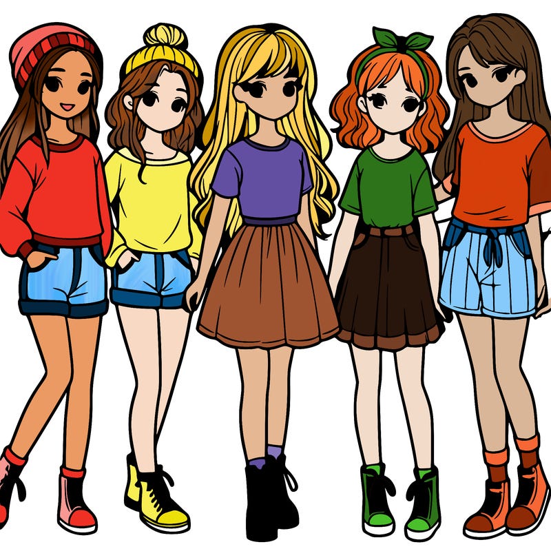 a group of five girls