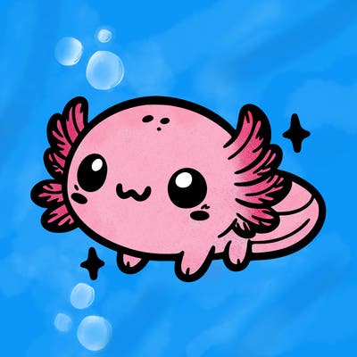 cute easy baby axolotl