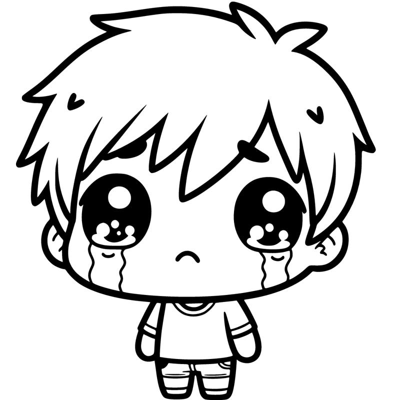sad kwaii boy