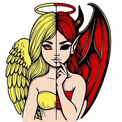 realistic angel half demon