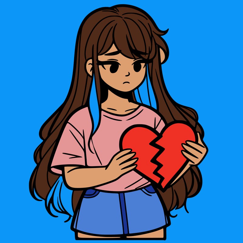 a girl holding a broken heart