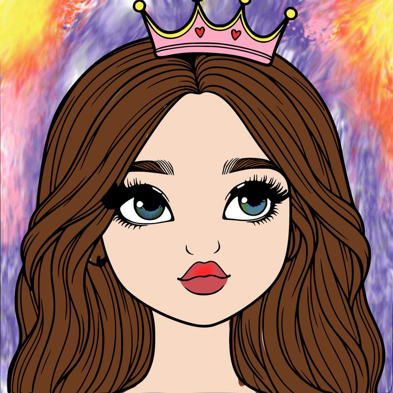 a realistic girl with a crown on