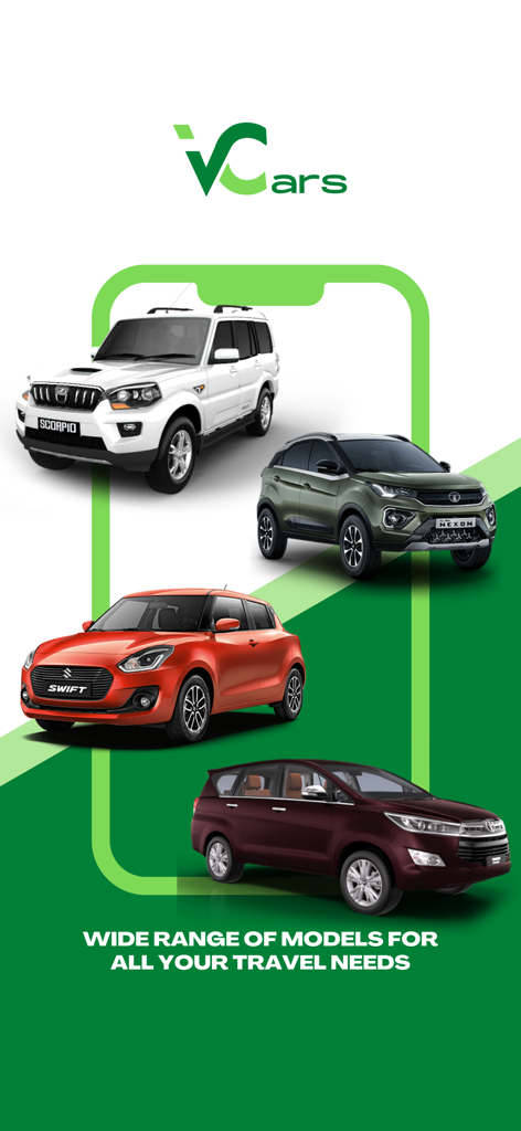 VCars - Self Drive Car Rentals - Una variedad de modelos de coches de alquiler disponibles en la aplicación de auto-conducción VCars