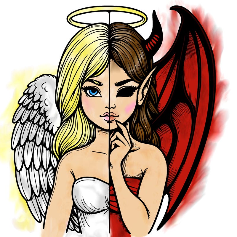 realistic angel half demon