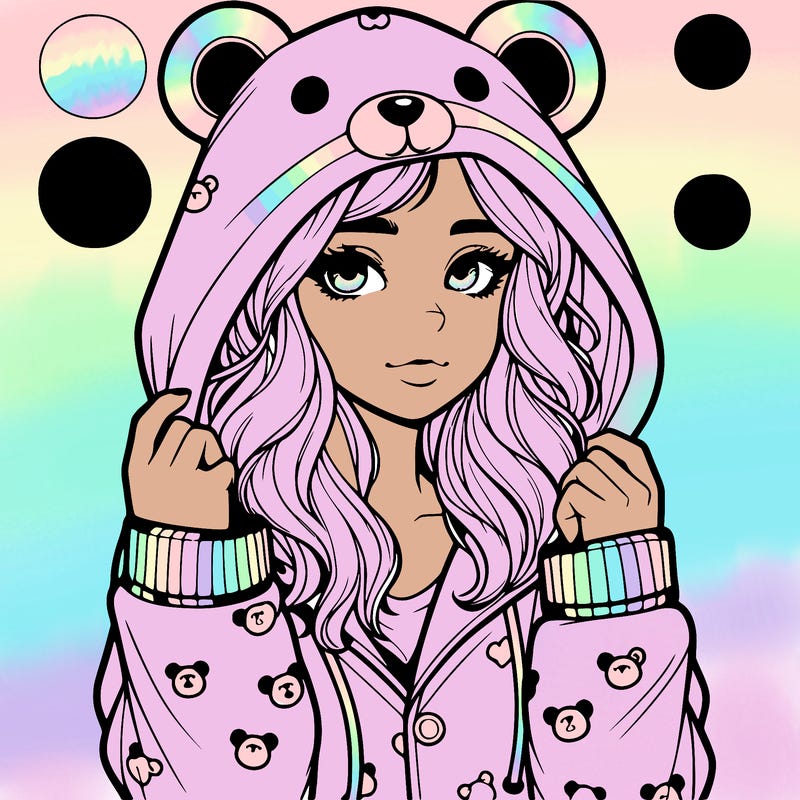 realistic girl in a animal pjs hoodie