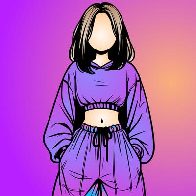 realistic girl faceless with baggy pants and a crop top
