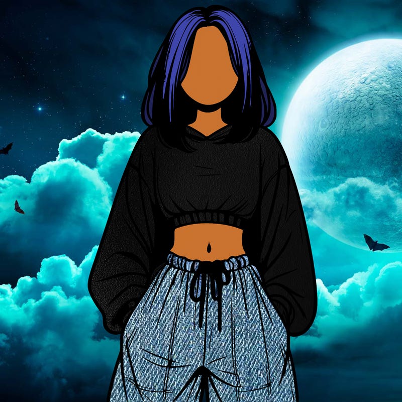 realistic girl faceless with baggy pants and a crop top
