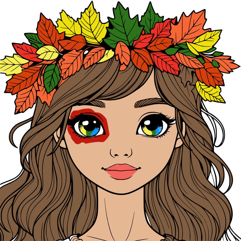 realistic girl with fall leaf crown