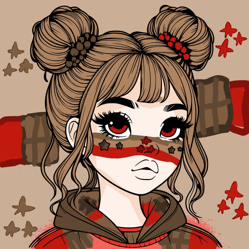 realistic girl with space buns