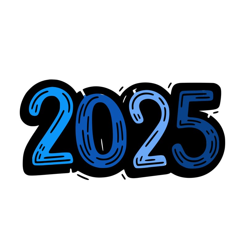 one line scrawled numbers sketch design “2025”