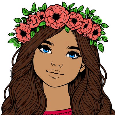 realistic girl with flower crown