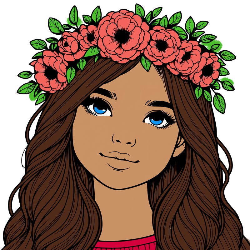 realistic girl with flower crown