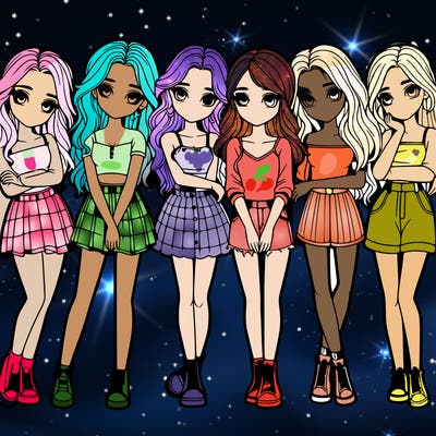 a group of girls realistic