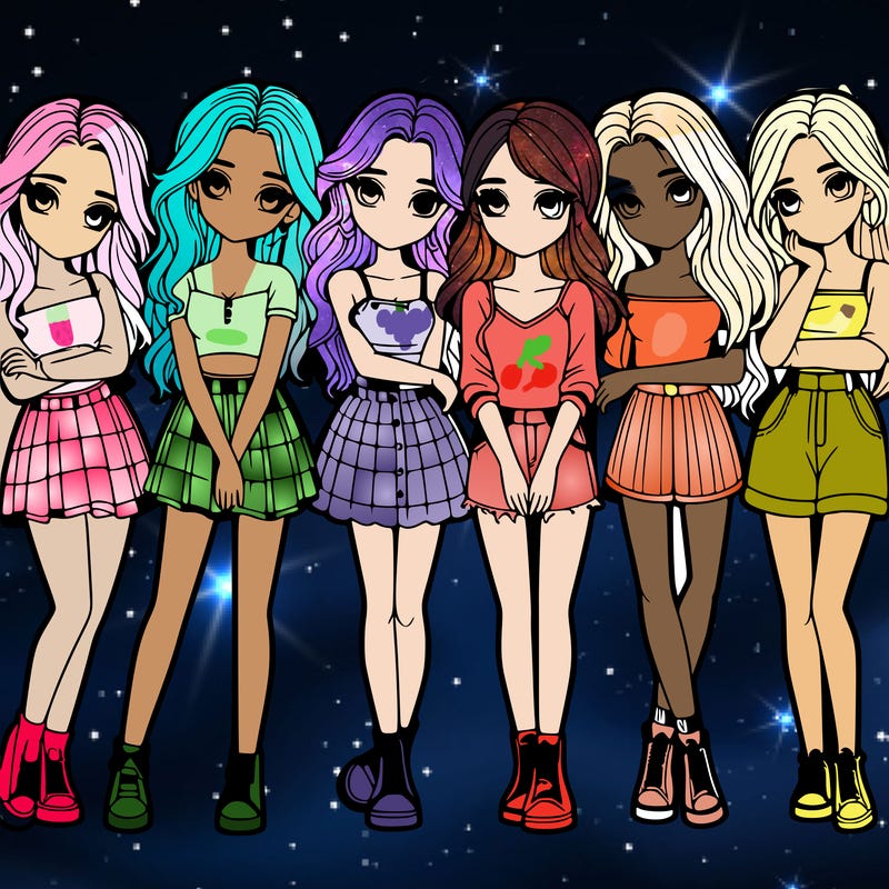 a group of girls realistic