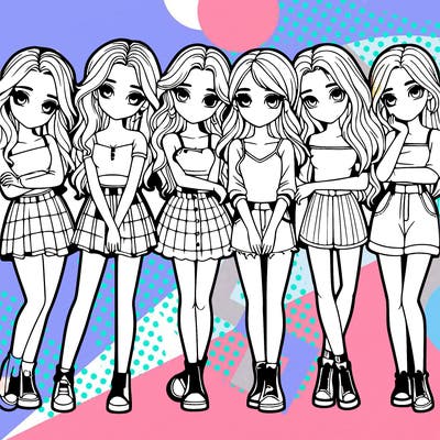 a group of girls realistic