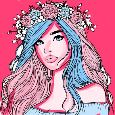 realistic girl with flower crown