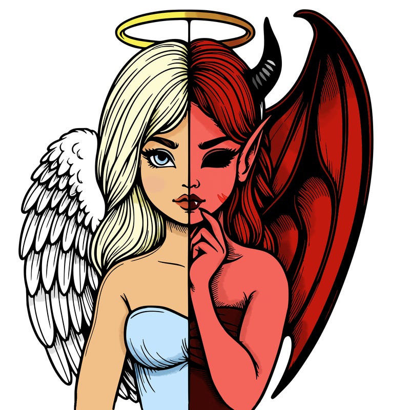 realistic angel half demon