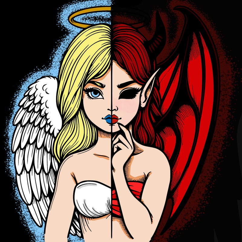 realistic angel half demon