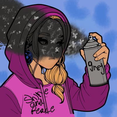 a realistic girl, spray painting