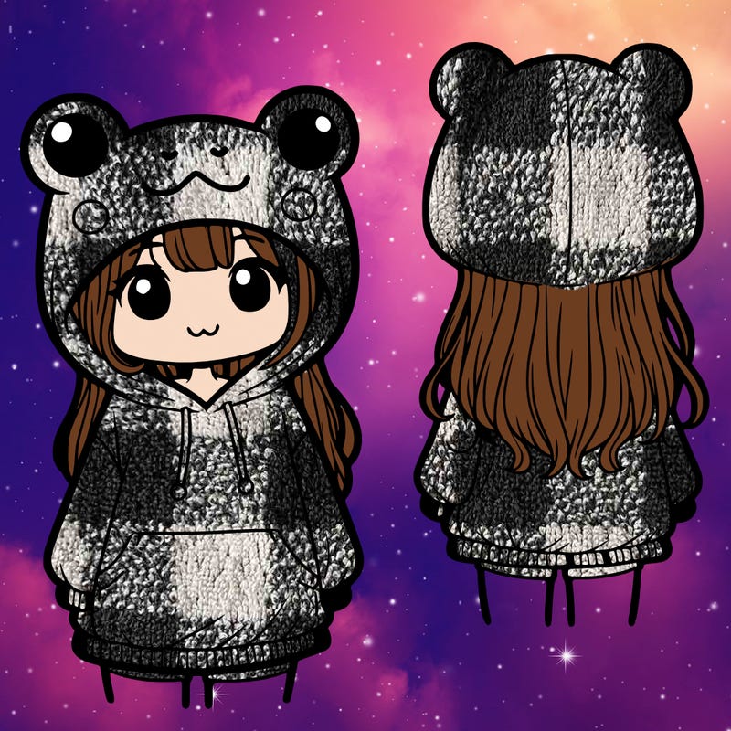 girl with cute frog hoodie