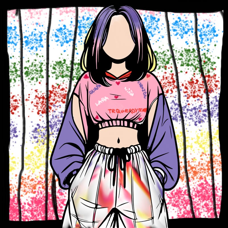 realistic girl faceless with baggy pants and a crop top