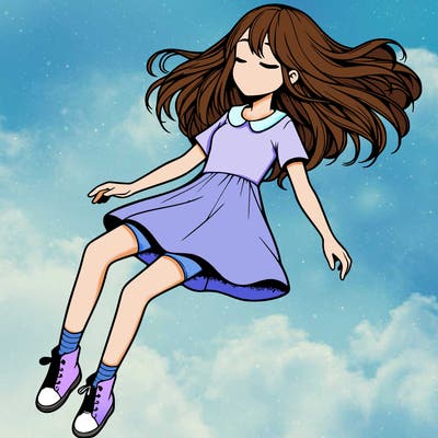 realistic girl floating