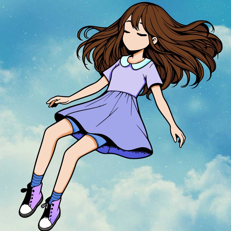 realistic girl floating