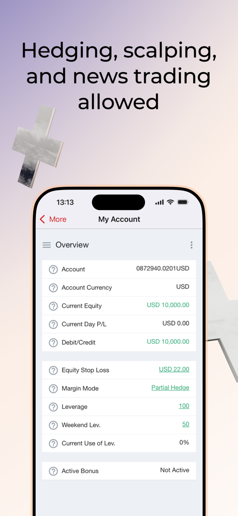 Dukascopy Trading Platform - Panel de la plataforma de trading Dukascopy que muestra detalles de la cuenta y soporte para estrategias de trading avanzadas como hedging y scalping