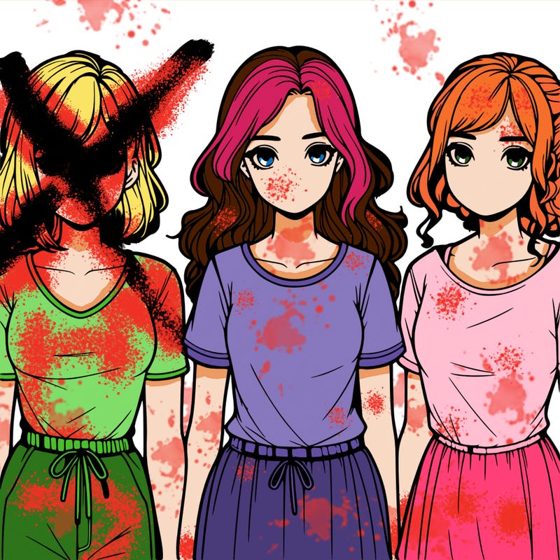 three realistic girls standing up