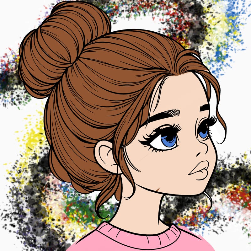 realistic girl with bun