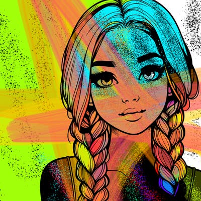 realistic girl with braids