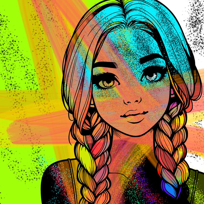 realistic girl with braids