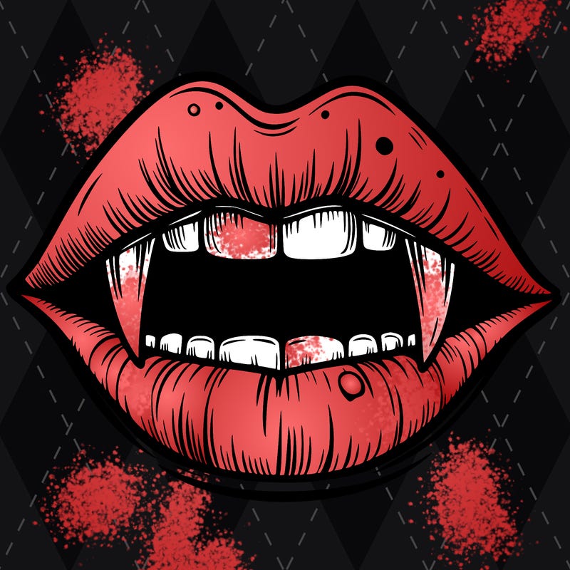 lips with vampire teeth